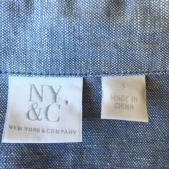 New York And Company Chambray Moto Jacket Light Blue Oversized Small - Picture 4 of 7